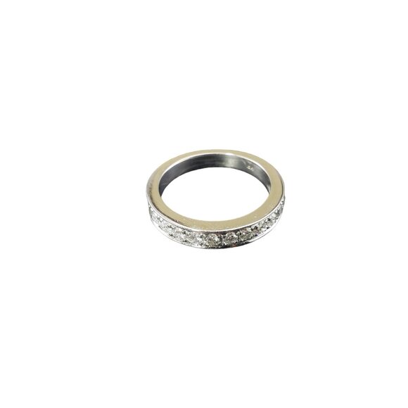 14 Karat White Gold and Diamond Wedding Band Ring Size 4.5-4.75 #18098 - Picture 2 of 8